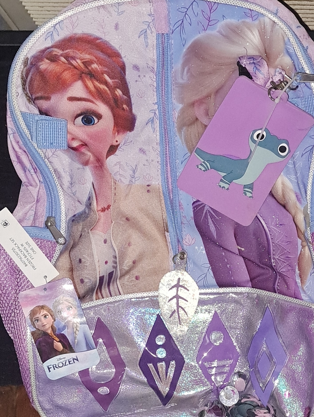 Disney Frozen Anna & Elsa Shimmery Lavender Purple Kids Backpack
